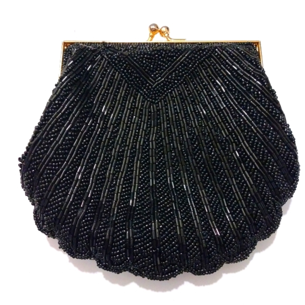 Beaded Black Petite Evening Clutch
